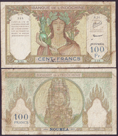 1953 New Caledonia 100 Francs M000017